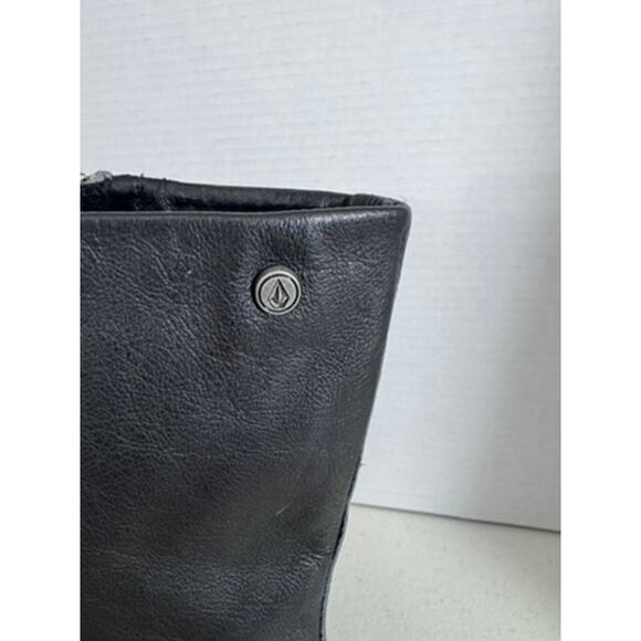"VOLCOM" Lace Mid Calf Combat Boot Witchy Goth Grunge Vintage Y2K Leather Zipper - Picture 6 of 11